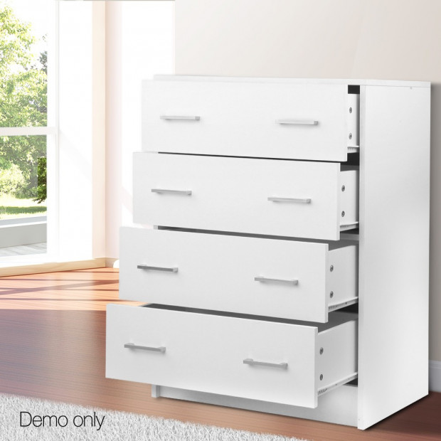 Tallboy 4 Drawers Storage Cabinet - White Image 10