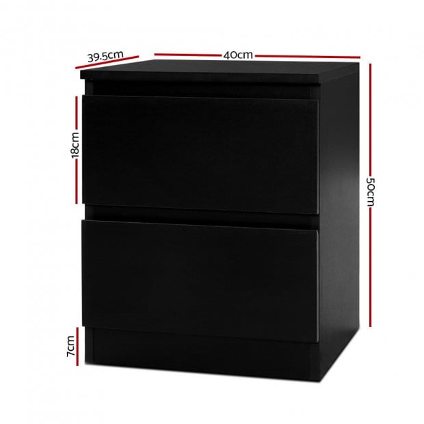 Bedside Tables Drawers Side Table Bedroom Nightstand Black Lamp Image 2