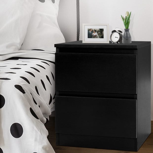 Bedside Tables Drawers Side Table Bedroom Nightstand Black Lamp Image 7