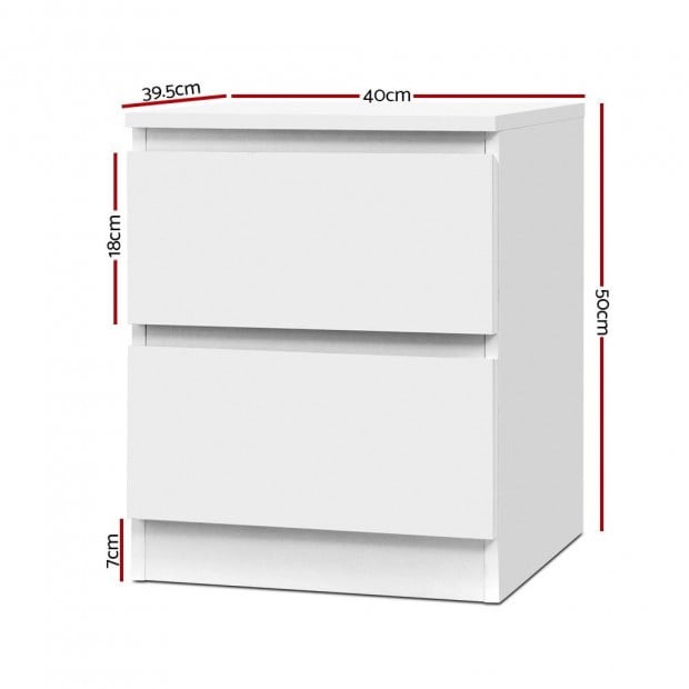 Bedside Table Cabinet Lamp Side Tables Drawers Nightstand Unit White Image 2