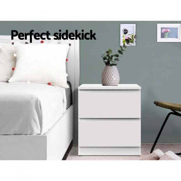 Bedside Table Cabinet Lamp Side Tables Drawers Nightstand Unit White Image 3