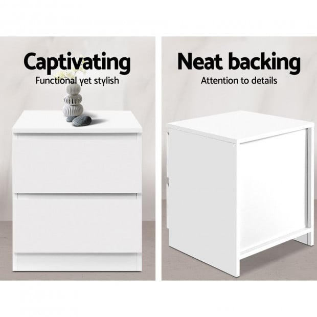 Bedside Table Cabinet Lamp Side Tables Drawers Nightstand Unit White Image 4