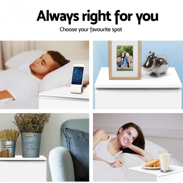 Bedside Table Cabinet Lamp Side Tables Drawers Nightstand Unit White Image 6