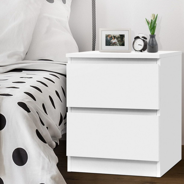 Bedside Table Cabinet Lamp Side Tables Drawers Nightstand Unit White Image 7