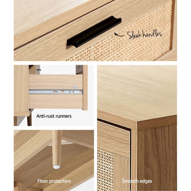 6 Chest of Drawers Rattan Tallboy Cabinet Bedroom Clothes Storage Wood Image 6