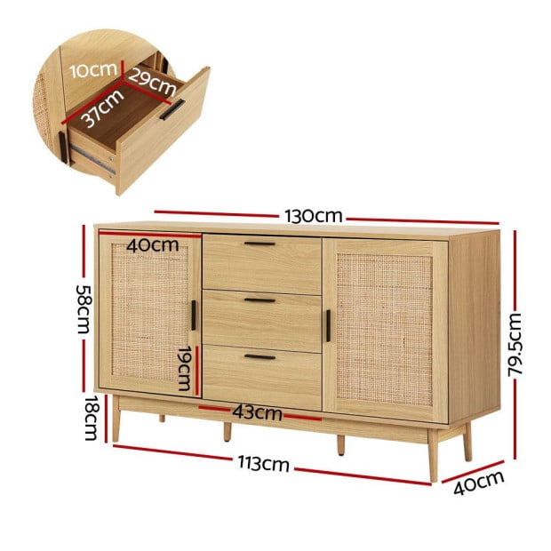 Buffet Sideboard Rattan Furniture Cabinet Storage Hallway Table Image 2