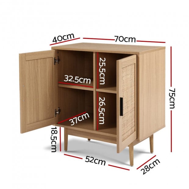 Rattan Buffet Sideboard Cabinet Storage Hallway Table Kitchen Cupboard Image 2