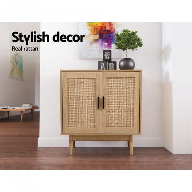 Rattan Buffet Sideboard Cabinet Storage Hallway Table Kitchen Cupboard Image 5