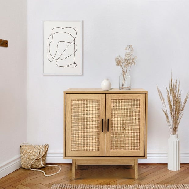 Rattan Buffet Sideboard Cabinet Storage Hallway Table Kitchen Cupboard Image 8