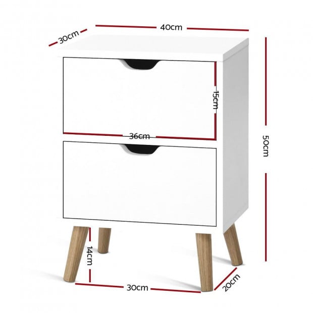 Bedside Tables Drawers Side Table White Storage Cabinet Wood Image 2