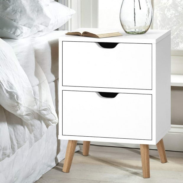 Bedside Tables Drawers Side Table White Storage Cabinet Wood Image 6