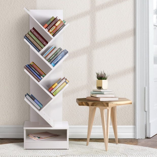 Display Shelf 7-Shelf Tree Bookshelf Book Storage Rack Bookcase White Image 7