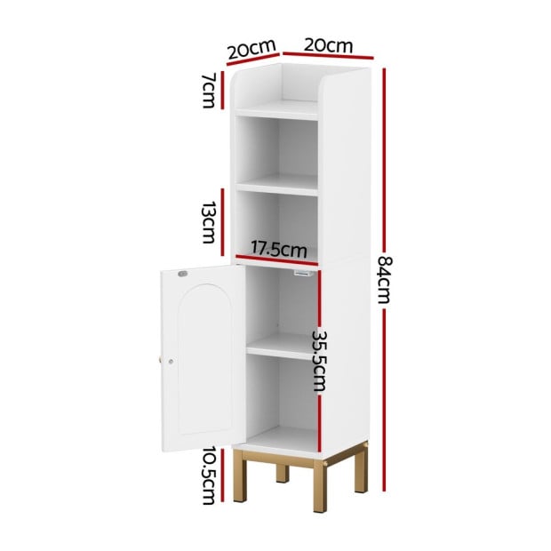 Bathroom Storage Cabinet Floor Organizer Toilet Corner Adjustable Shelf With Door White Image 3