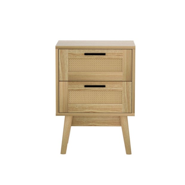 Bedside Tables Rattan 2 Drawers Side Table Nightstand Storage Cabinet Image 3