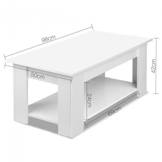 Lift Up Top Mechanical Coffee Table White