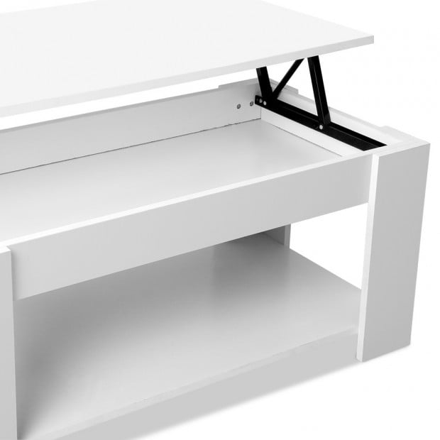 Lift Up Top Mechanical Coffee Table White