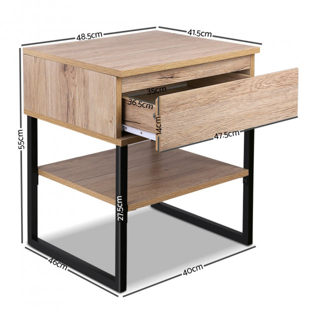 Artiss Chest Style Metal Bedside Table Image 1