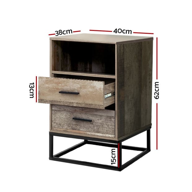 Bedside Tables Drawers Side Table Nightstand Storage Cabinet Unit Wood Image 2
