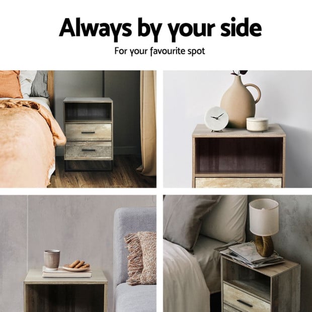 Bedside Tables Drawers Side Table Nightstand Storage Cabinet Unit Wood Image 6