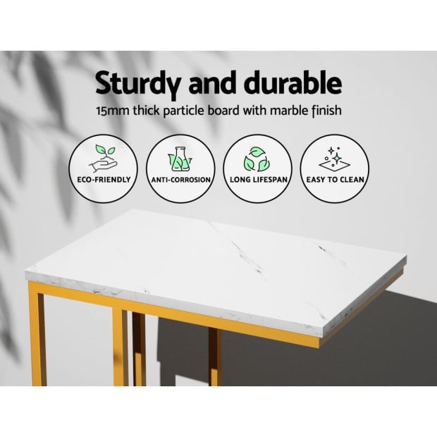 Coffee Table Side Table Laptop Desk Bedside Sofa Wooden Table Marbel Image 6