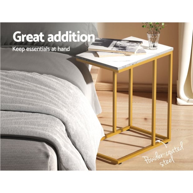 Coffee Table Side Table Laptop Desk Bedside Sofa Wooden Table Marbel Image 7