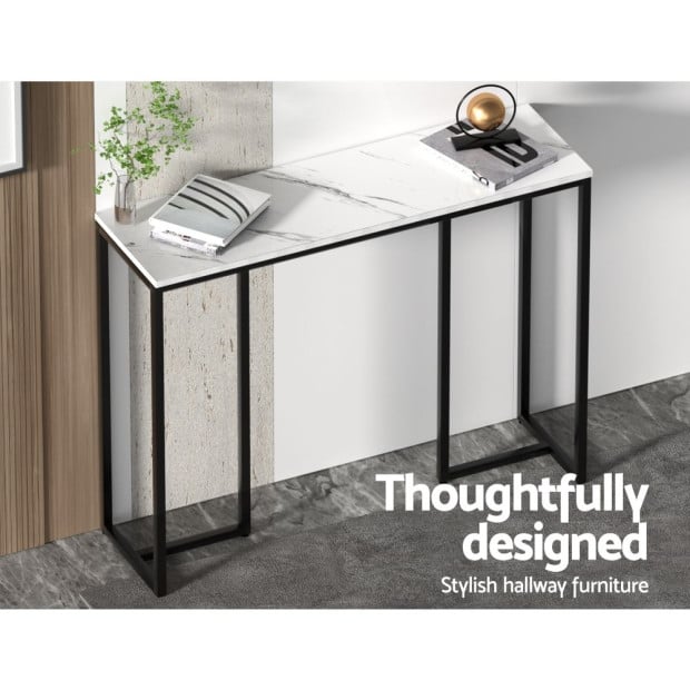 Console Table Hallway Table With Marble Effect White Entry Table Image 6
