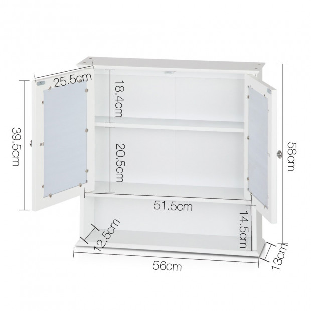 Bathroom Tallboy Storage with Mirror White