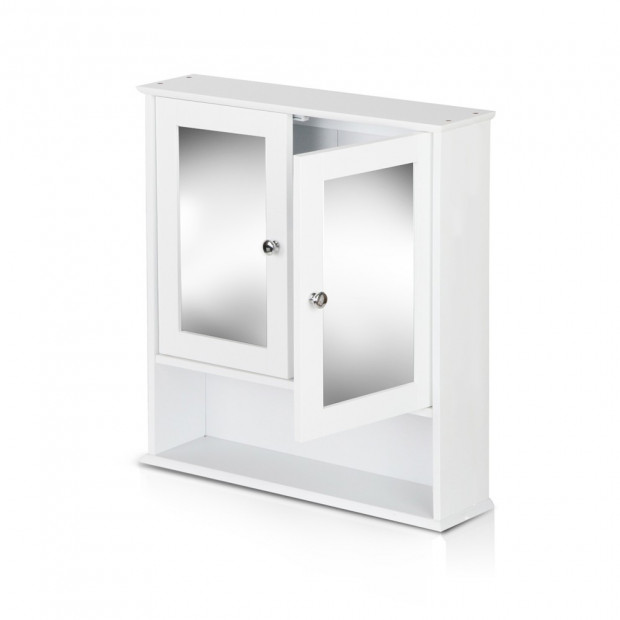 Bathroom Tallboy Storage with Mirror White