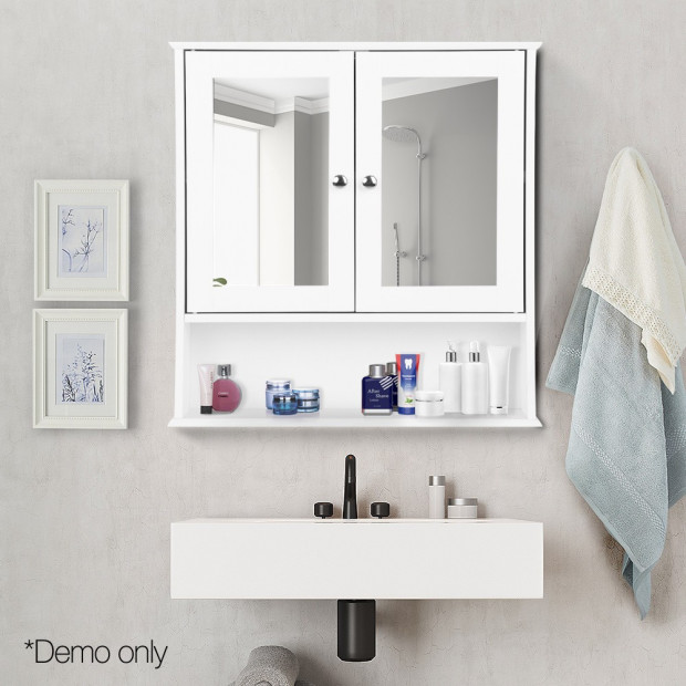 Bathroom Tallboy Storage with Mirror White