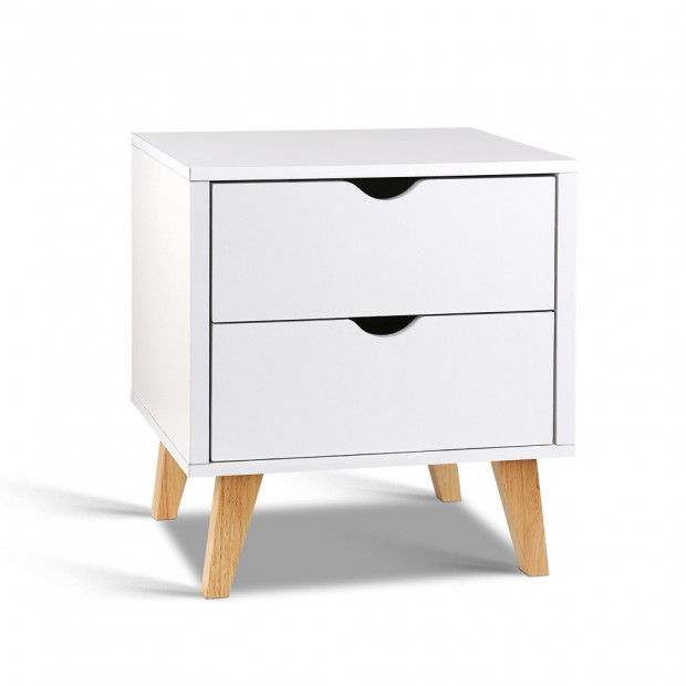 2 Drawer Wooden Bedside Tables White