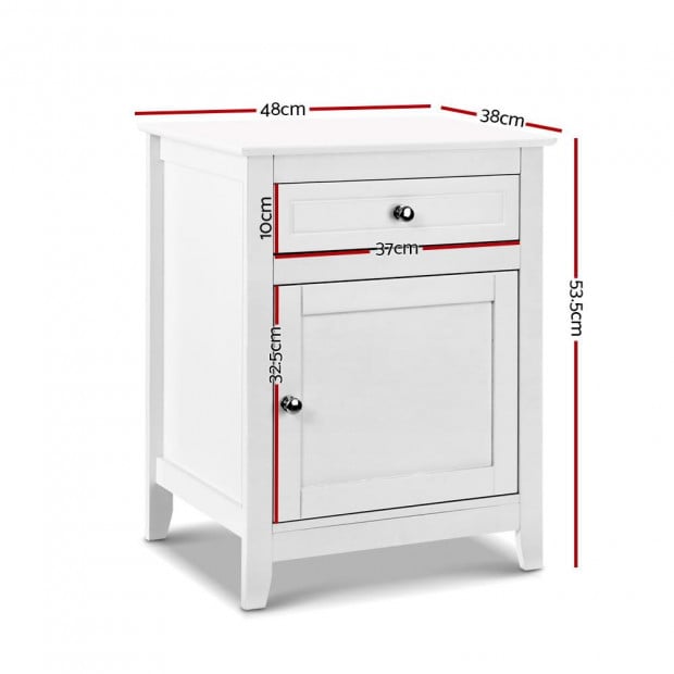Bedside Tables Big Storage Drawers Cabinet Nightstand Lamp Chest White Image 2