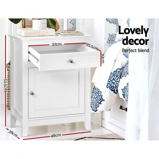 Bedside Tables Big Storage Drawers Cabinet Nightstand Lamp Chest White Image 4