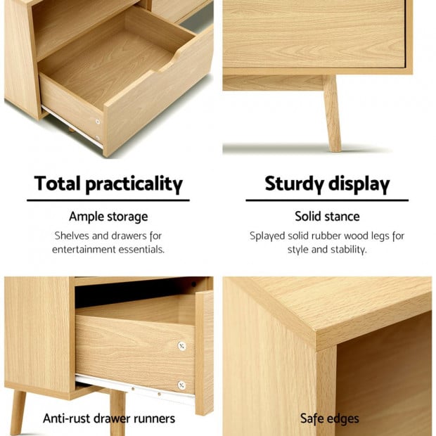 TV Cabinet Entertainment Unit Stand Wooden Storage 120cm Scandinavian Image 6