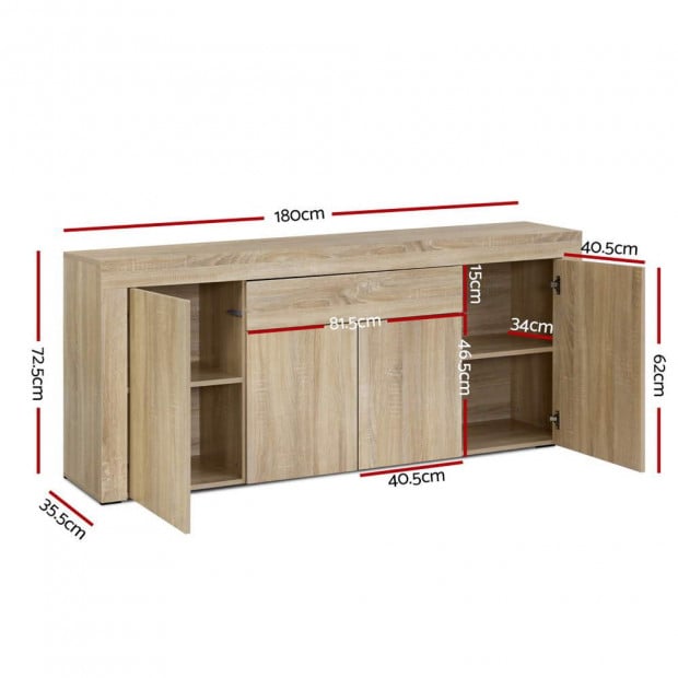 Buffet Sideboard Cabinet Storage 4 Doors Cupboard Hall Wood Table Image 2