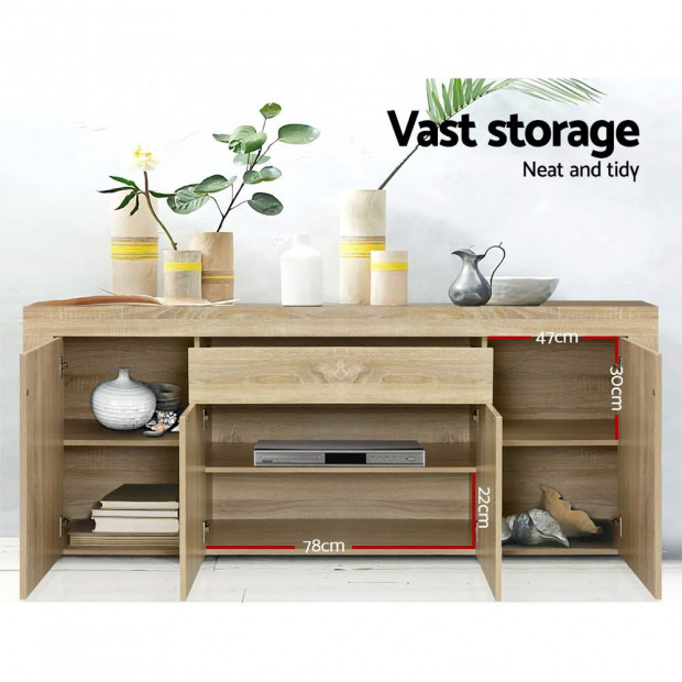 Buffet Sideboard Cabinet Storage 4 Doors Cupboard Hall Wood Table Image 6