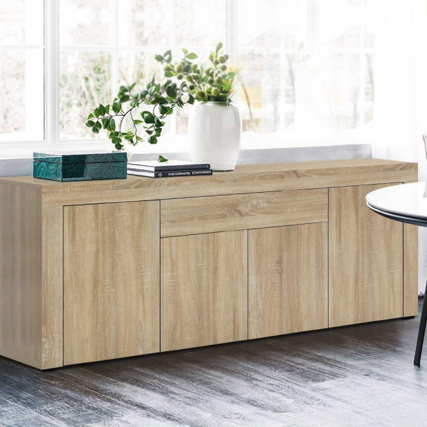 Buffet Sideboard Cabinet Storage 4 Doors Cupboard Hall Wood Table Image 7