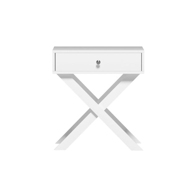 Bedside Table Drawers Side Table Storage Cabinet Nightstand White Qara Image 3