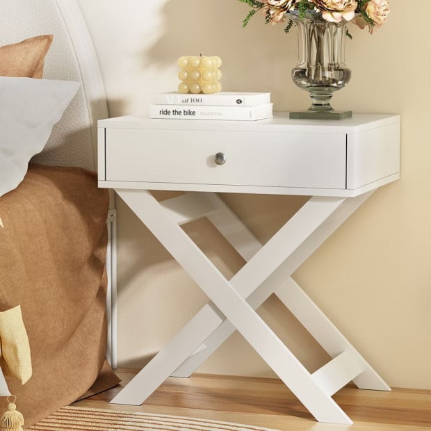 Bedside Table Drawers Side Table Storage Cabinet Nightstand White Qara Image 7