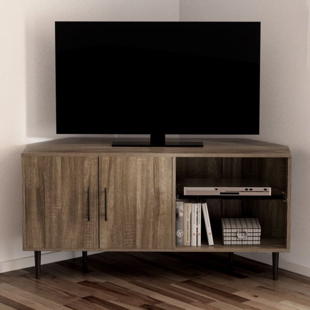 Corner Entertainment Unit Stand Tv Cabinet Open Storage Shelf 120cm Image 7