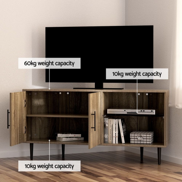 Corner Entertainment Unit Stand Tv Cabinet Open Storage Shelf 120cm Image 6