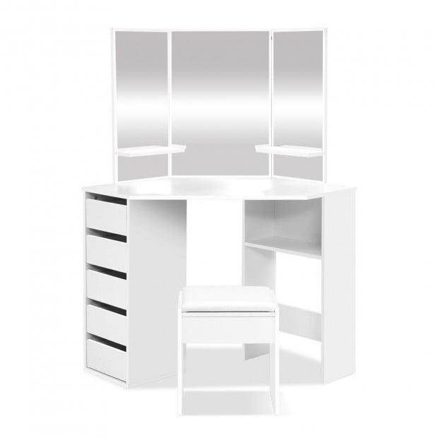 Corner Dressing Table With Mirror Stool White Mirrors Makeup Tables