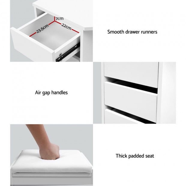 Corner Dressing Table With Mirror Stool White Mirrors Makeup Tables Image 6