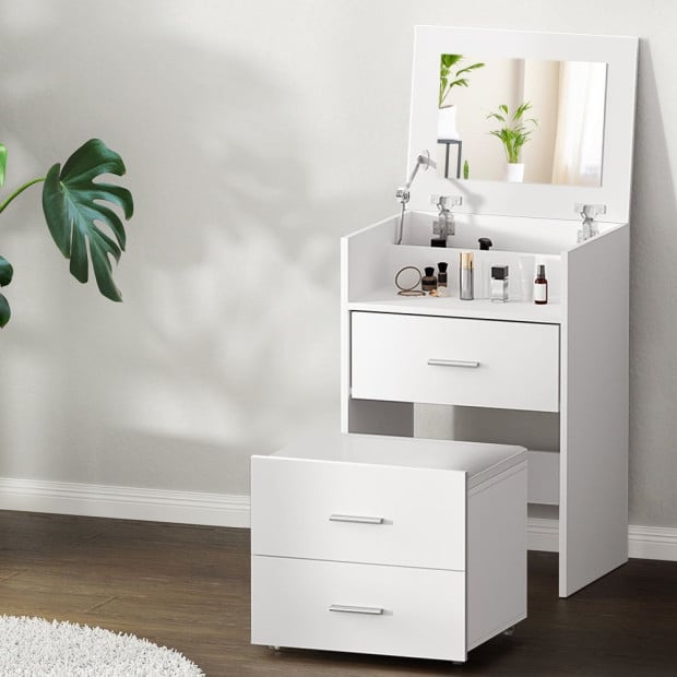 Dressing Table Bedside 2-in-1 Set Hidden Makeup Mirror Storage Drawers Image 8