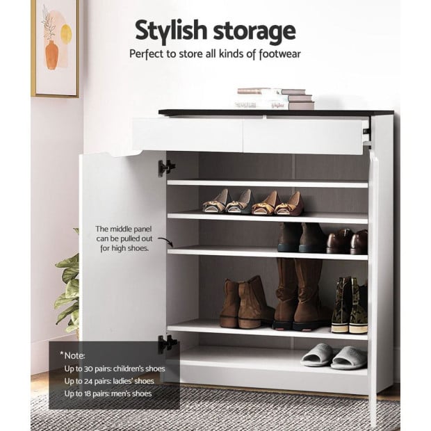 Shoe Cabinet Shoes Storage Rack High Gloss Organiser Cupboard White Image 6