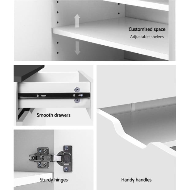 Shoe Cabinet Shoes Storage Rack High Gloss Organiser Cupboard White Image 9