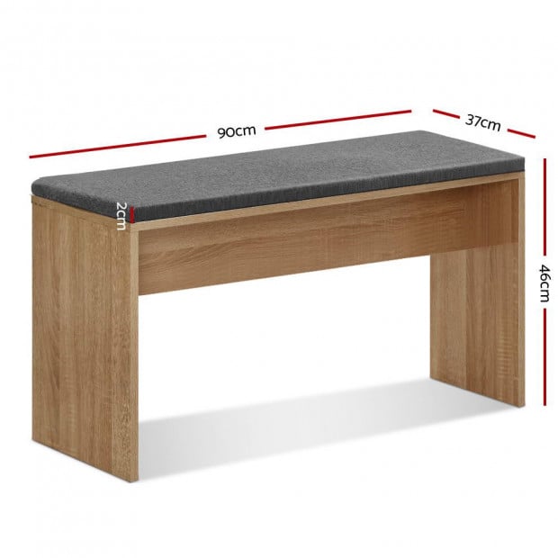 Dining Bench NATU Upholstery Seat Stool Chair Furniture Oak 90cm Image 2