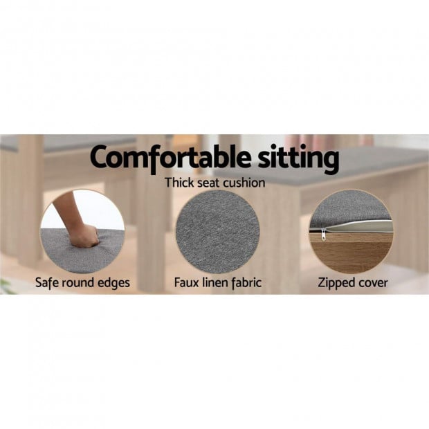 Dining Bench NATU Upholstery Seat Stool Chair Furniture Oak 90cm Image 6