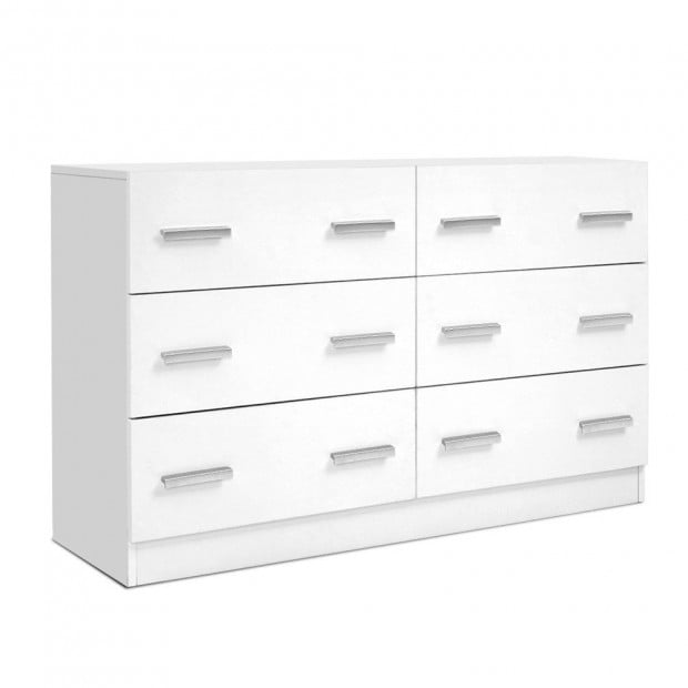 6 Chest of Drawers Cabinet Dresser Storage Bedroom White