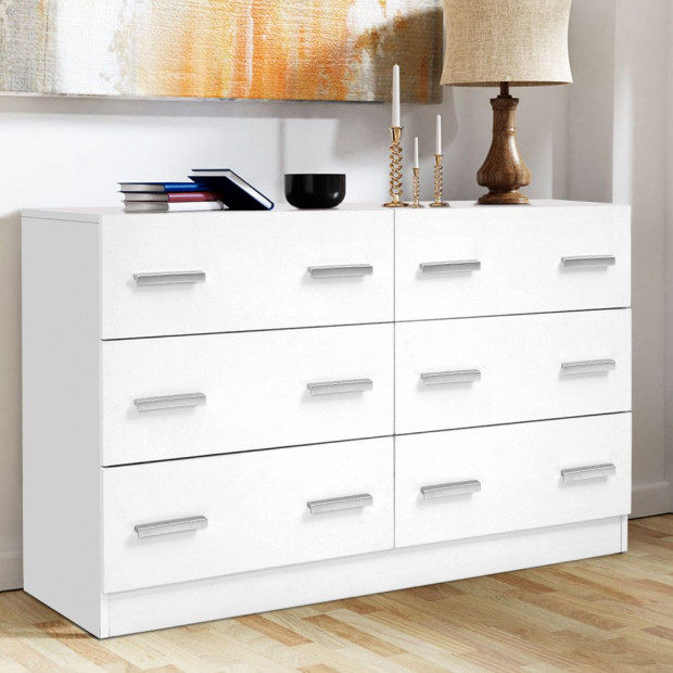 6 Chest of Drawers Cabinet Dresser Storage Bedroom White Image 7