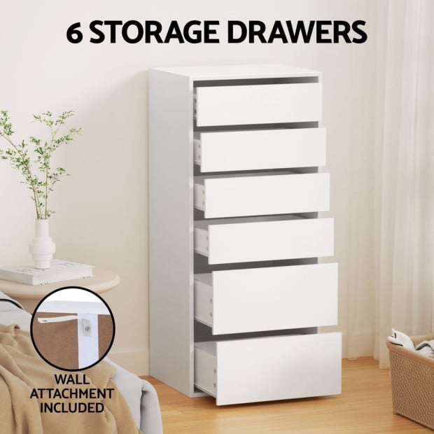 6 Chest Of Drawers Dresser Tallboy White Image 5